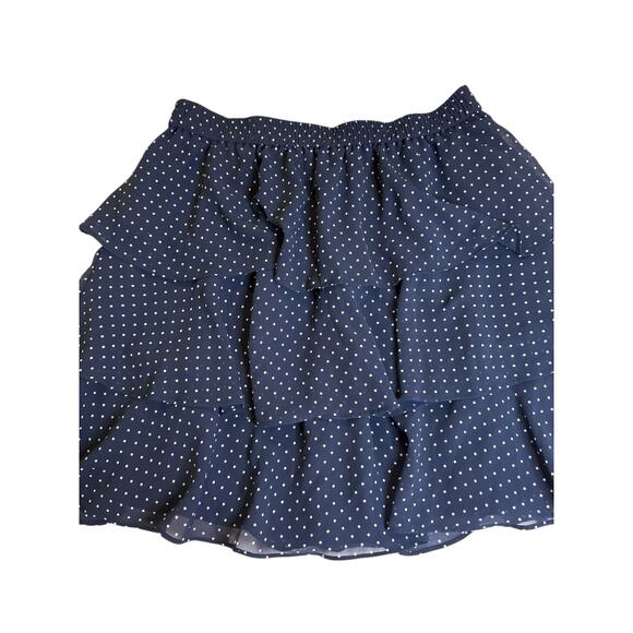 Michael Kors Navy Blue Polka Dot Tiered Ruffle Skirt – Size Small - Picture 3 of 7
